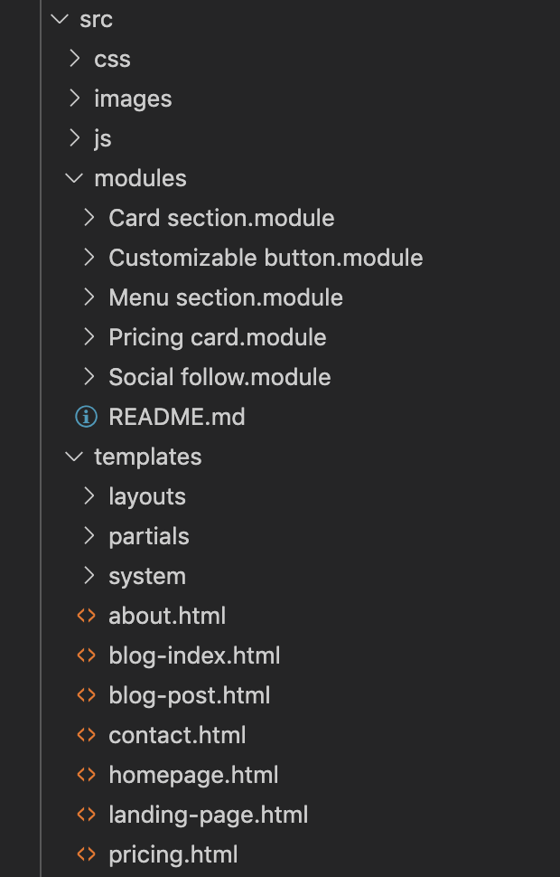 HubSpot CMSボイラープレートのフォルダー構造 HubSpot CMSボイラープレートのフォルダー構造
