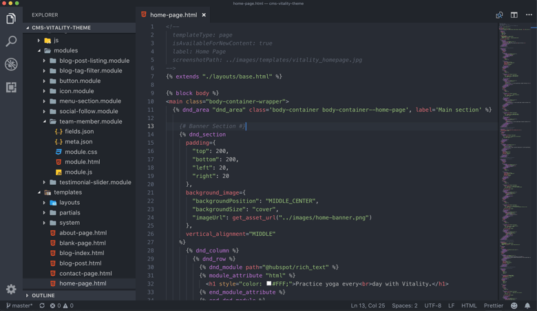 HTML+HubLテンプレートが開いているVS Code HTML+HubLテンプレートが開いているVS Code